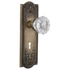 Single Dummy Knob With Keyhole, Meadows Plate With Crystal Knob, Antique Brass