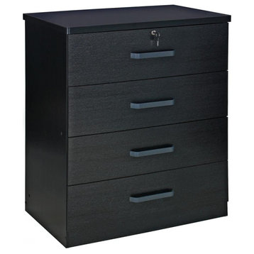 Better Home Products Liz Super Jumbo 4 Drawer Storage Chest Dresser in Black