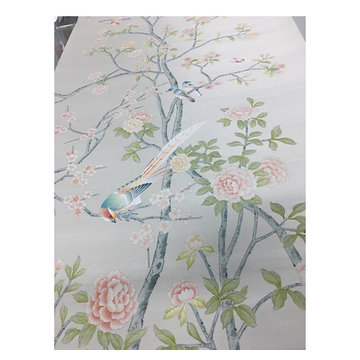 hand painted chinoiserie silk wallpaper wall coverings