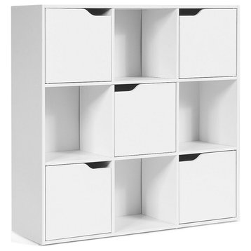 Costway 9 Cube Wood Bookcase Cabinet Storage Shelves Room Divider Organization