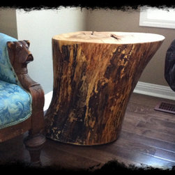 Urban Tree Salvage - Solid Wood Reclaimed Log Round Side Table - Side Tables And End Tables