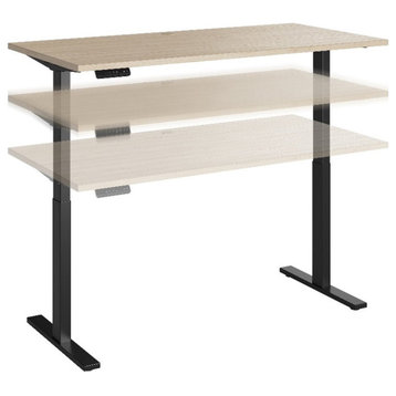 Bowery Hill 72W Adjustable Standing Desk in Natural Elm - Engineered Wood