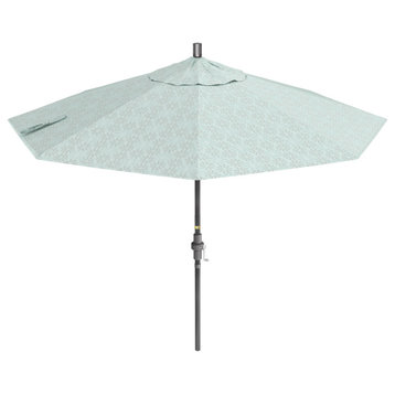 9' Patio Umbrella Hammertone Grey Pole Ribs Collar Tilt Pacific Premium, Spiro Capri