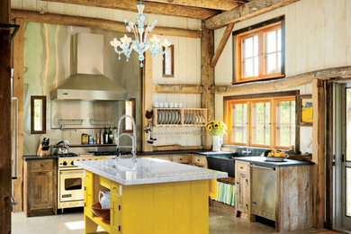 Inspiration for a rustic kitchen remodel in Providence