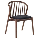 Armen Living - Echo, Walnut Wood/Black Faux Leather, Dining Chairs, 18", Set of 2 - Introducing the Echo Walnut Wood and Faux Leather Dining Chairs - a striking set of 2 chairs designed to redefine your indoor dining experience with contemporary elegance. These versatile chairs seamlessly merge style and functionality, making them a perfect addition to your dining room, kitchen, or even as accent pieces throughout your home. Crafted with precision and a keen eye for detail, the Echo dining chairs showcase a stunning combination of Walnut wood and sumptuous faux leather upholstery. This modern design not only guarantees durability but also imparts a timeless aesthetic, making these chairs an ideal choice for those seeking a cohesive and refined furniture set. Ideal for gatherings or intimate family meals, the faux leather upholstery not only adds a touch of sophistication but also ensures easy cleaning and maintenance. The sturdy Black Oak wood frames provide a robust foundation, ensuring these chairs are as practical as they are stylish. As a set of 2 dining chairs, the Echo collection introduces a harmonious design element to your dining space, seamlessly blending into contemporary decor. Beyond the dining room, these chairs transcend traditional roles, making a chic statement as vanity chairs or accent pieces. Elevate your interior with the Echo Walnut Wood and Faux Leather Dining Chairs, where every element is thoughtfully crafted to bring contemporary allure to your indoor spaces.  The Echo dining chair set is also available in solid black Oak wood with Black faux leather.