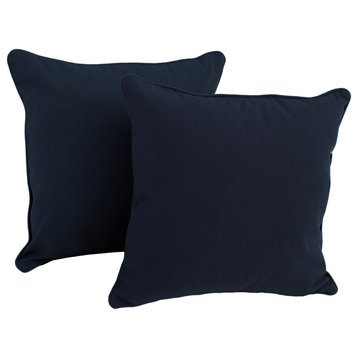 18" Double-Corded Solid Twill Square Throw Pillows With Inserts, Set of 2, Navy