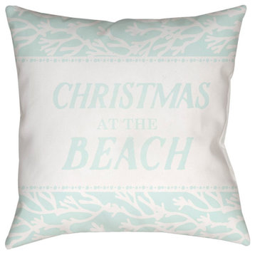 Sea-sons Greetings by Surya Poly Fill Pillow, Seafoam, 16' x 16'