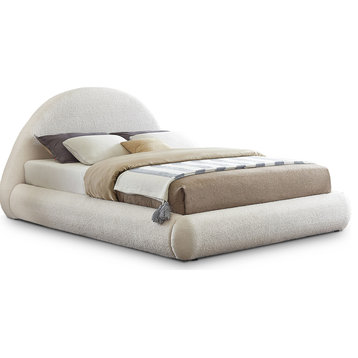 Rudy Teddy Fabric Upholstered Bed, Cream, King