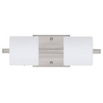 Besa Lighting - Besa Lighting 2WS-787307-LED-SN Paolo - 14.63" 10W 2 LED Bath Vanity - Contemporary Paolo enclosed half-cylinder design features handcrafted glass. This modern wall light offers flexible design potential for a variety of bath/vanity decorating schemes. Mount horizontally or vertically. ADA-Compliant. Our Opal glass is a soft white cased glass that can suit any classic or modern decor. Opal has a very tranquil glow that is pleasing in appearance. The smooth satin finish on the clear outer layer is a result of an extensive etching process. This blown glass is handcrafted by a skilled artisan, utilizing century-old techniques passed down from generation to generation. The vanity fixture is equipped with plated steel square lamp holders mounted to linear rectangular tubing, and a low profile square canopy cover. These stylish and functional luminaries are offered in a beautiful Chrome finish.  Mounting Direction: Horizontal/Vertical  Shade Included: TRUE  Dimable: TRUE  Color Temperature:   Lumens: 450  CRI: +  Rated Life: 25000 HoursPaolo 14.63" 10W 2 LED Bath Vanity Chrome Opal Matte GlassUL: Suitable for damp locations, *Energy Star Qualified: n/a  *ADA Certified: YES *Number of Lights: Lamp: 2-*Wattage:5w LED bulb(s) *Bulb Included:Yes *Bulb Type:LED *Finish Type:Chrome