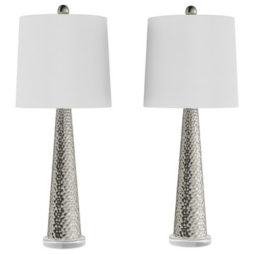 Lavish Home Set of 2 Contemporary Hammered Look Glass Lamps