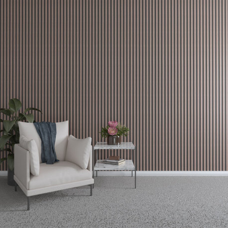 Adjustable Wood Slat Wall Panel Kit With 1"W Slats, Walnut, 42 Slats, 94"Hx.25"T