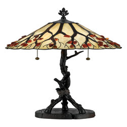 Quoizel Agate Portable 2-Light Table Lamp in Valiant Bronze Finish - Table Lamps