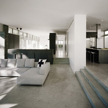 Concrete floor steps to open living