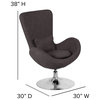 Elegant Office Chair, Swivel Chrome Base With Cushioned Linen Seat, Dark Grey