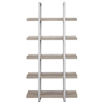 Contemporary Open Bookcase with 5 Shelves in Gray