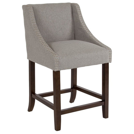 Flash Furniture Carmel 24" Upholstered Counter Stool in Light Gray