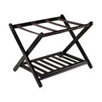 Winsome Reese Foldable Solid Wood Luggage Rack with Shelf in Dark Espresso