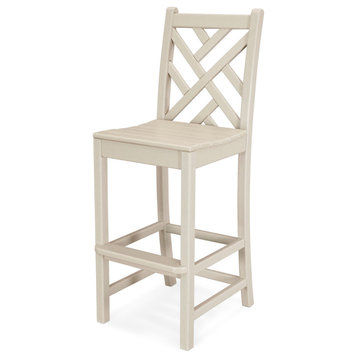 Polywood Chippendale Bar Side Chair, Sand