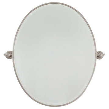 Minka Lavery Oval Mirror, Beveled, Brushed Nickel, 19.5"x3.25"x24.5"