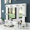 Furniture of America Knott Glam Wood Mirror with Bulbs and USB in White