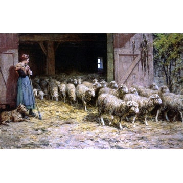 Theophile-Louis Deyrolle A Shepherdess and her Flock Wall Decal