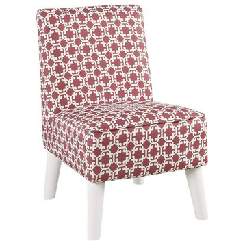 Benzara BM195746 Lattice Print Fabric Kids Slipper Chair With Splayed Wood Legs