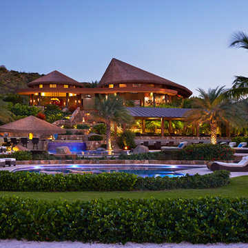 Glass Tile Swimming Pool Infinity Edge Perimeter Overflow Caribbean Virgin Isles