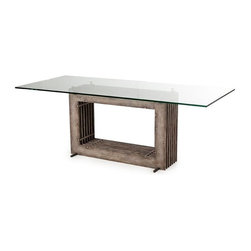 Oliver Driftwood Oak + Glass Top Dining Room Table - Dining Tables