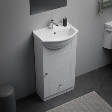 White Bathroom Cabinet Vanity Sink 17 3/4" with Faucet, Drain and Overflow