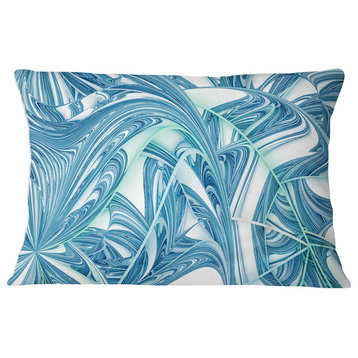 Unique Blue Fractal Design Pattern Abstract Throw Pillow, 12"x20"
