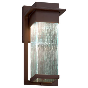 Fusion Pacific Small Outdoor Wall Sconce, Bronze, Rain, LED