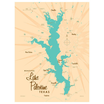 Lakebound Lake Palestine Texas Map Art Print, 18"x24"