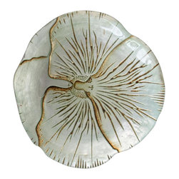 belle & June - Pansy Side Plate Turquoise/Gold-Set of 4 - Salad And Dessert Plates