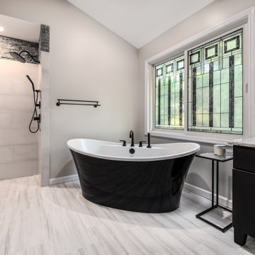 Gorgeous Black and White Bathroom in Clifton Park, NY