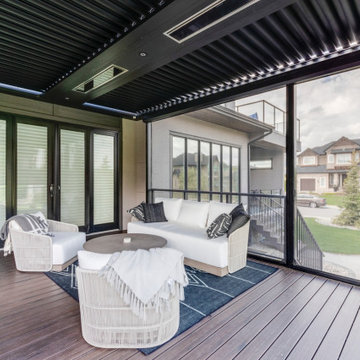 Adjustable StruXure Pergola Featuring Outdoor Kitchen With Screens & Heaterss