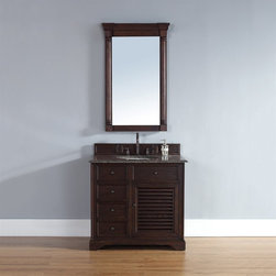 36 inch Bathroom Vanity Sable Finish Brown Granite Top - Bathroom Vanities And Sink Consoles