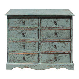 Solid Wood Distressed Crackle Gray 8 Drawers Dresser Cabinet cs5199E - Dressers