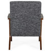 Modrest Candea Mid-Century Walnut and Gray Accent Chair