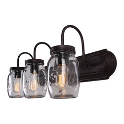 Parrot Uncle - Mason Jar Vanity Light, Oil Rubbed Bronze - Bathroom Vanity Lighting