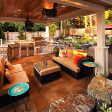 covered patio with outdoor kitchen