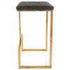LeisureMod Quincy Leather Bar Stools With Gold Frame, Gray