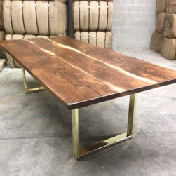 Black walnut table with brass base - Dining Tables