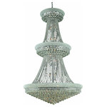 Elegant Lighting - Royal Cut Clear Crystal Primo 38-Light - 1800 Primo Collection Large Hanging Fixture D42in H72in Lt:38 Chrome Finish (Royal Cut Crystals).  This classic elegant Empire series is flowing with symmetry creating a dramatic explosion of brilliance.  Primo is a dynamic collection of chandeliers that