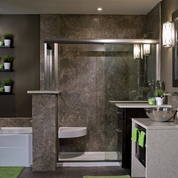 Framed Glass Shower Door with Low Threshold Shower Pan