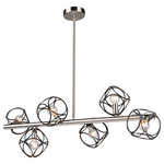 Artcraft Lighting - Sorrento 6 Light Island Light, Matte Black/Satin Nickel - Beautifully styled, the "Sorrento" collection 6 light linear island chandelier features a circular orb designs comprised of smaller circles. The exterior orb is finished is a luxurious matte black while the interior frame is plated in a satin nickel finish.
