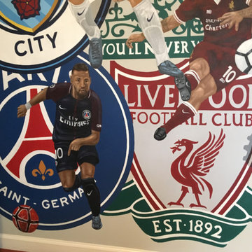 European Football/Soccer Clubs Mural, hand-painted in a bedroom by Tom Taylor