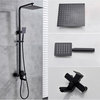 Gold/Black/Brushed Stainless Steel Shower Faucet Rainfall Bath Shower Set, Black