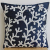 Coral Design 12"x12" Art Silk Navy Blue Decorative Pillows Cover, Navy Corals