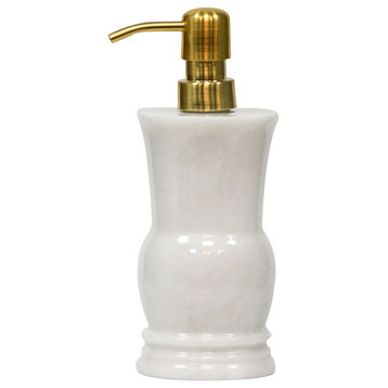 Polished Marble Bathroom Soap/Lotion Dispenser, Alabaster White