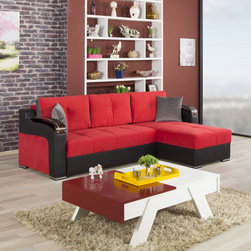 Divan Deluxe Sectional Sofa in Truva Red by Casamode Furniture - Sectional Sofas